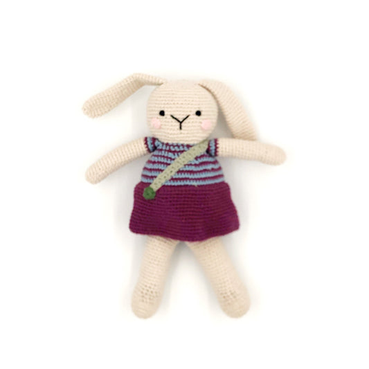 Bunny Knitted Soft Toy - Purple