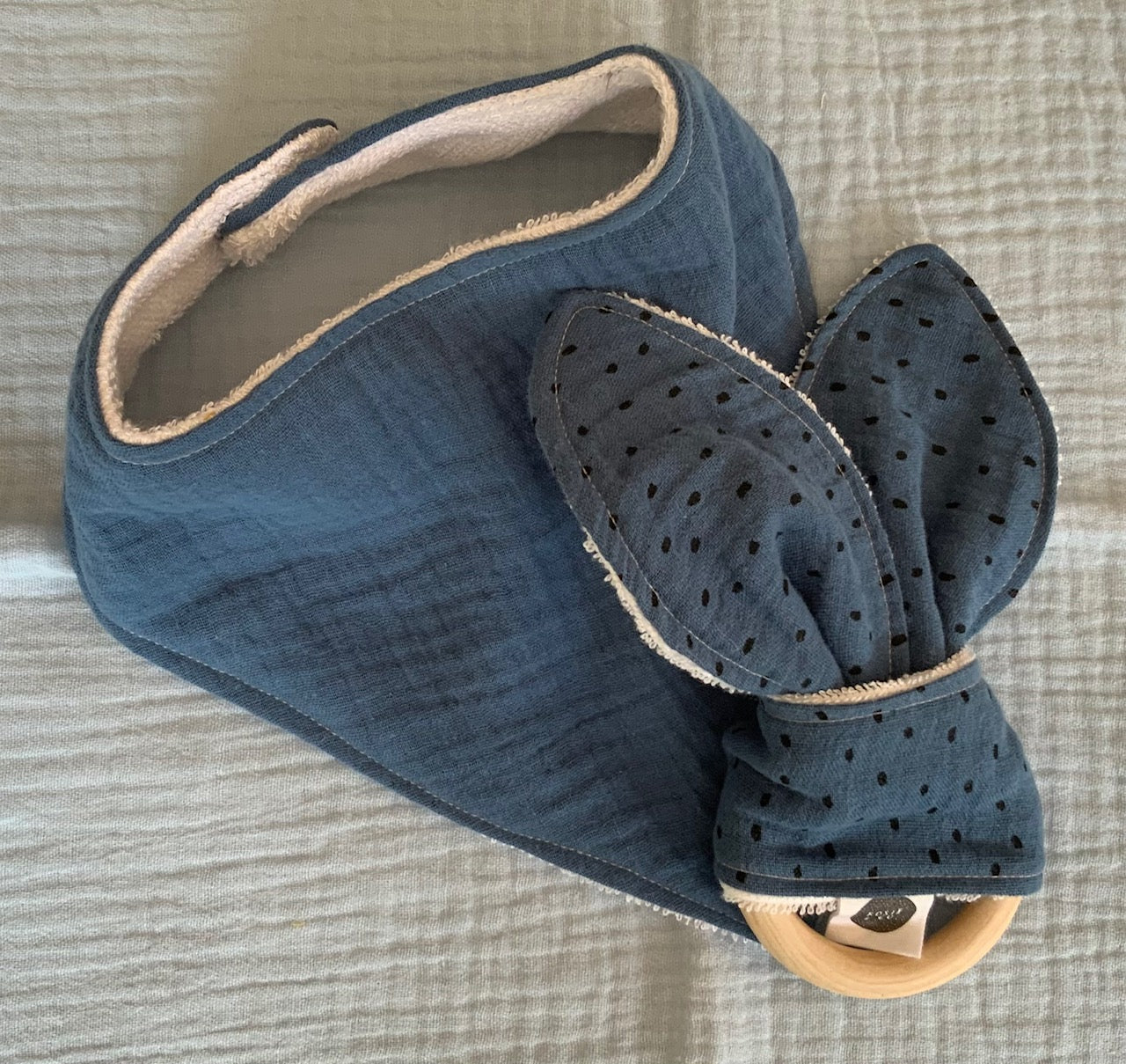 Bunny Ears Wooden Teether - Blue