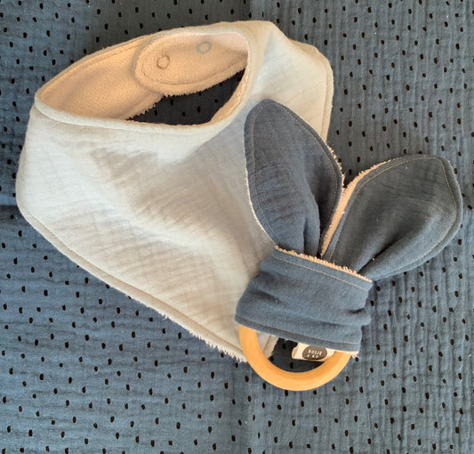 Bunny Ears Wooden Teether - Blue