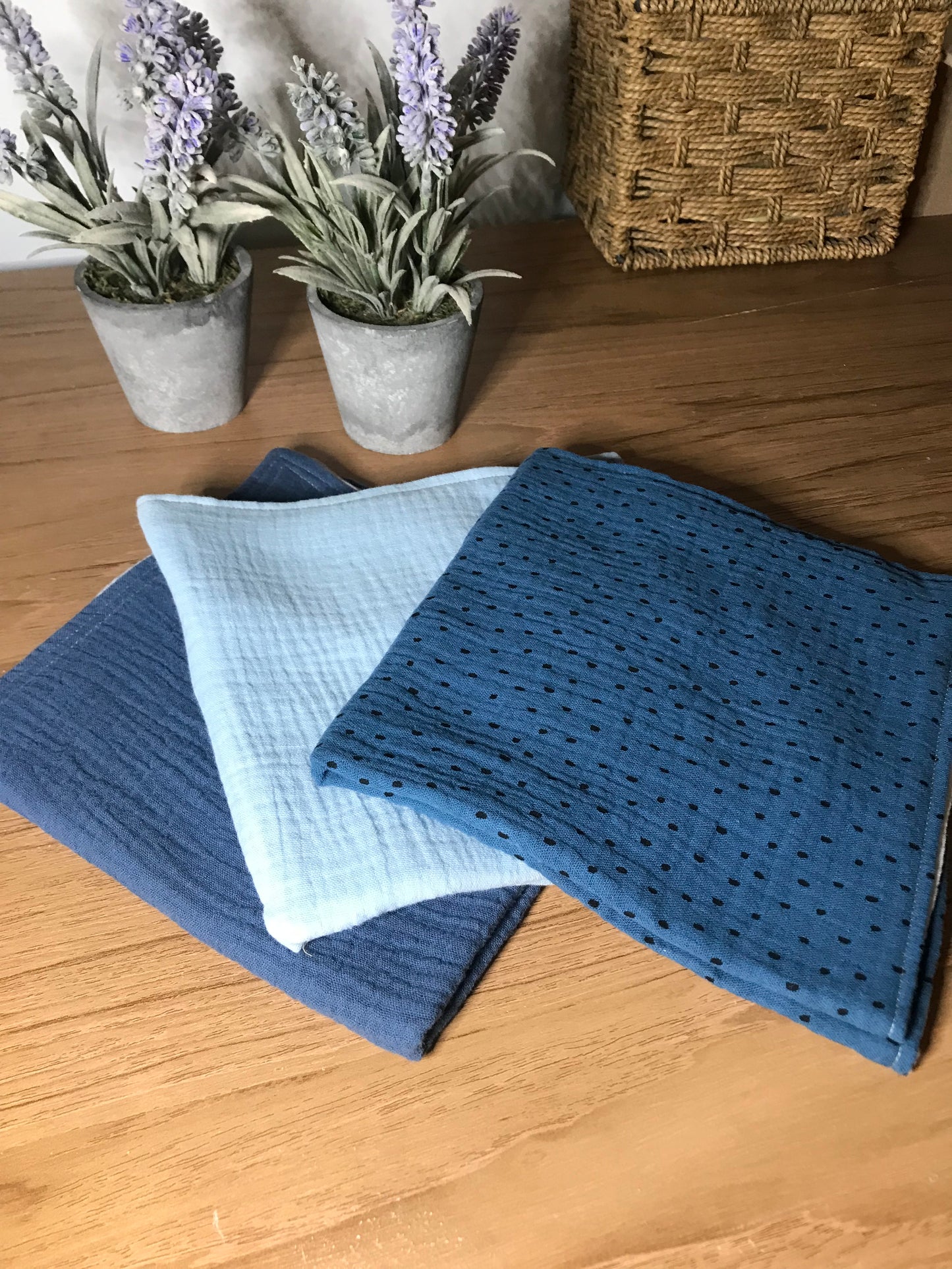 Blue Organic Muslin Burp Cloth