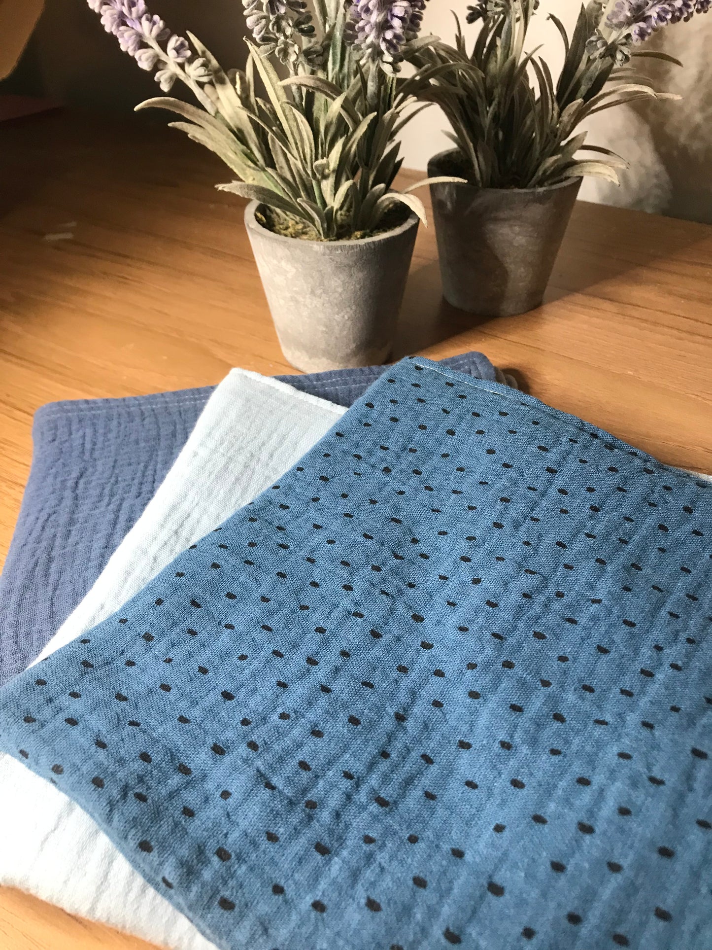 Blue Organic Muslin Burp Cloth