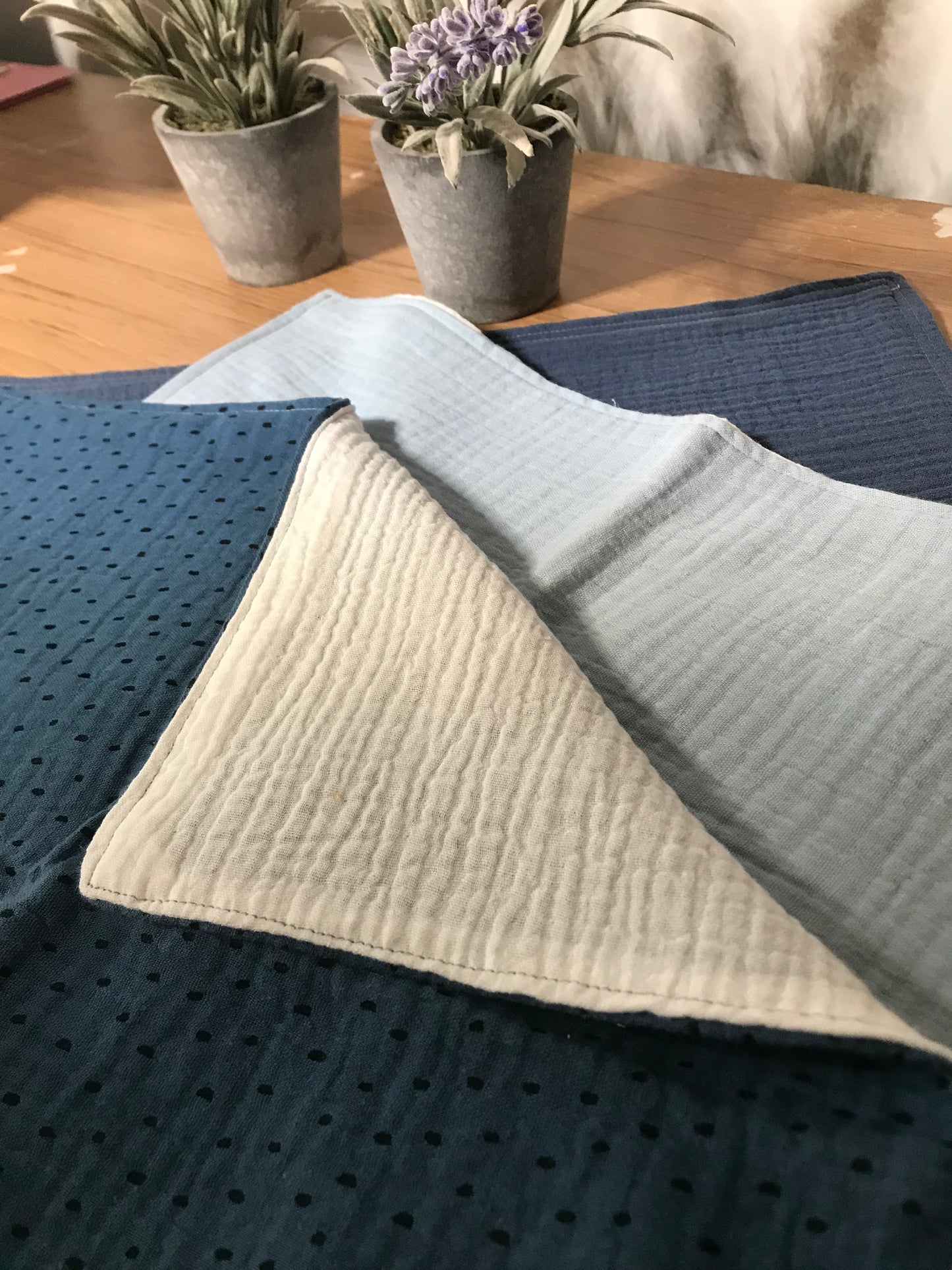 Blue Organic Muslin Burp Cloth