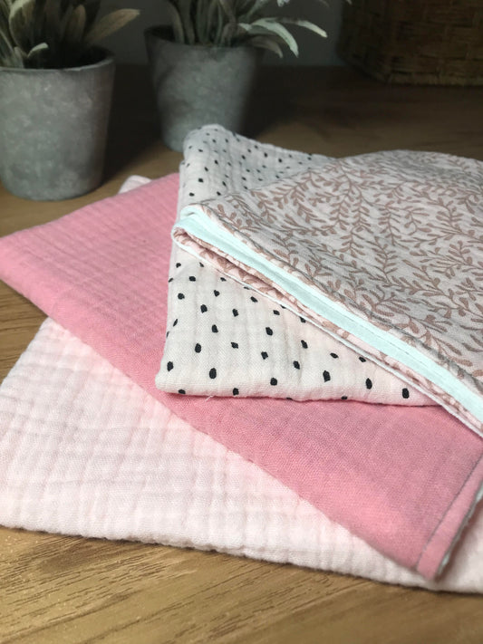 Pink Organic Muslin Burp Cloth