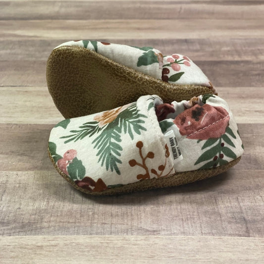 Mauve Floral Baby Moccasins