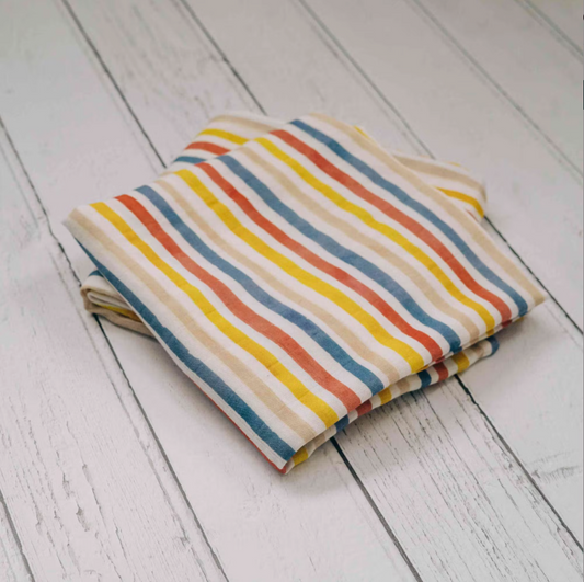 Rainbow Stripe Muslin Squares
