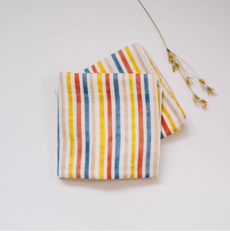 Rainbow Stripe Muslin Squares