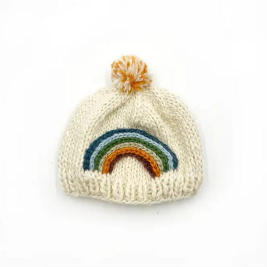 Soft Knitted Baby Bobble Hat - Rainbow - 6-12m