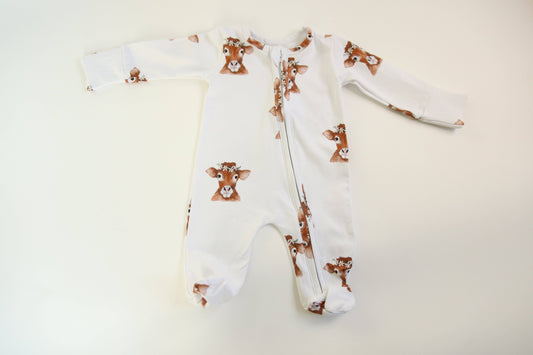 Daisy Cow Zip Sleepsuit - Baby