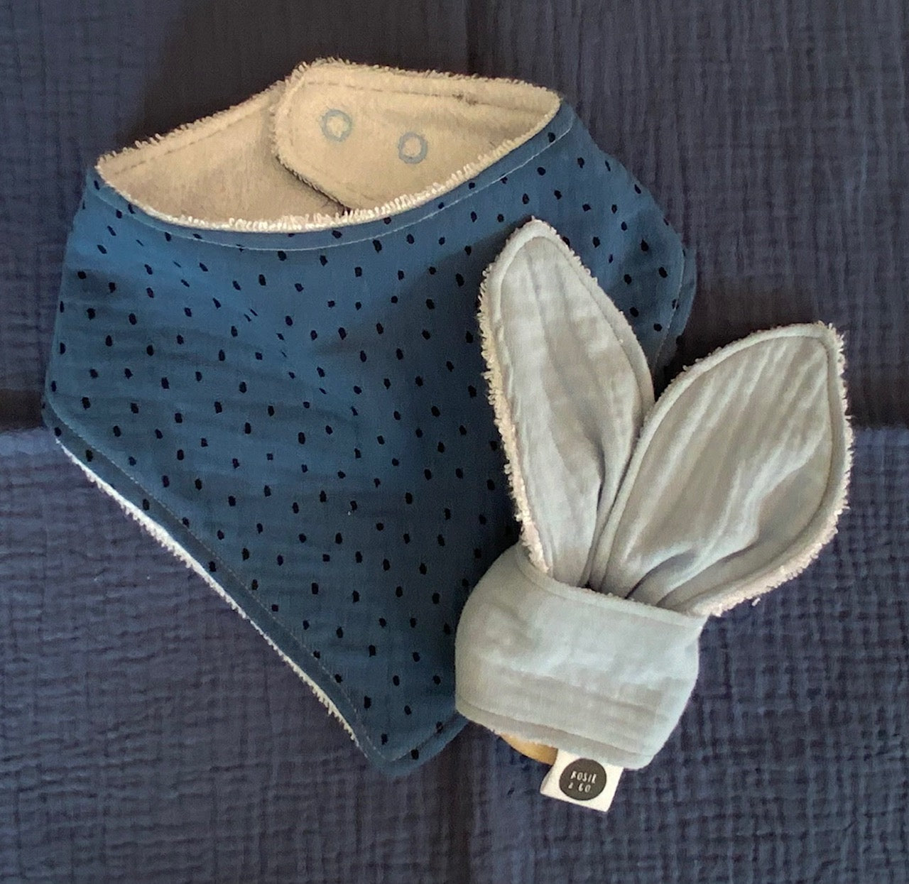 Bunny Ears Wooden Teether - Blue