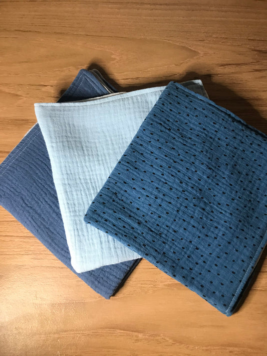 Blue Organic Muslin Burp Cloth