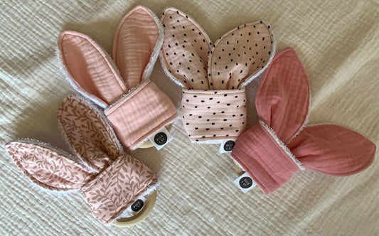 Bunny Ears Wooden Teether - Pink