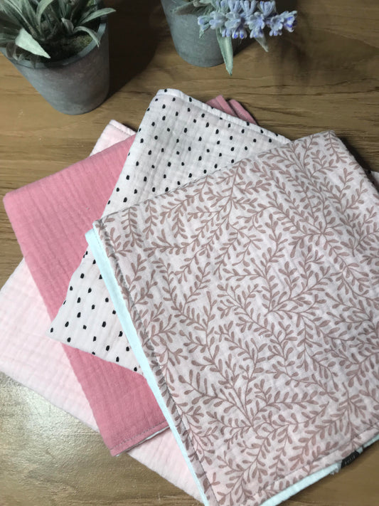 Pink Organic Muslin Burp Cloth