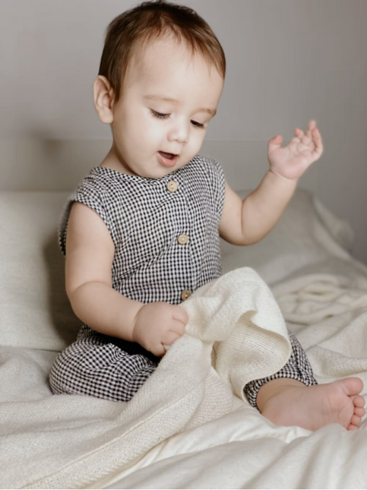 Black and White Checkered Romper