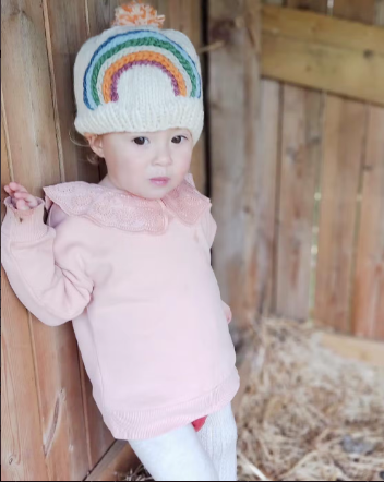 Soft Knitted Baby Bobble Hat - Rainbow - 6-12m