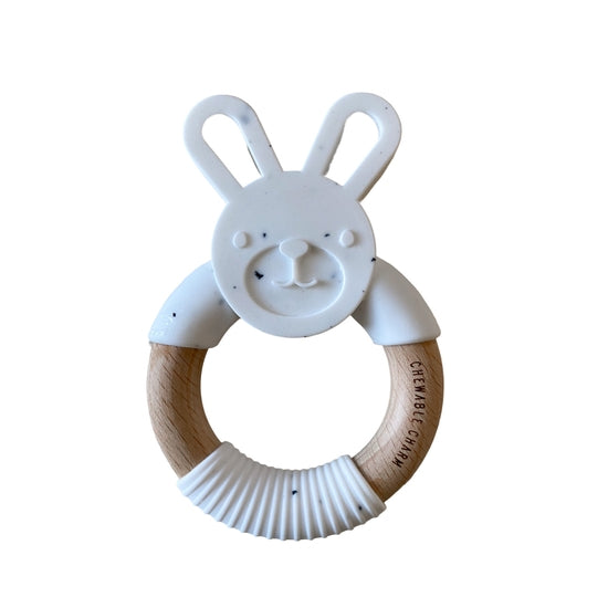 Bunny Silicone and Wooden Teether - Moonstone