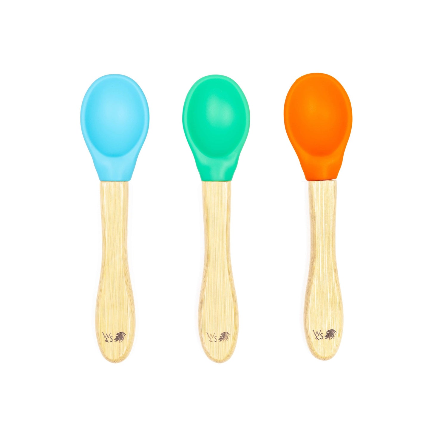 Baby Bamboo Weaning Spoons – Set of 3 – Blue, Green & Orange